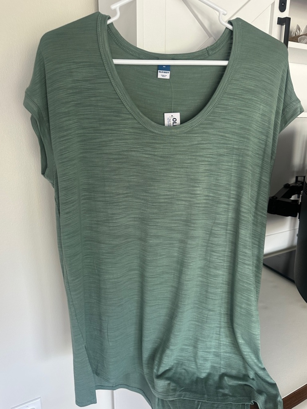 NWT Old Navy Luxe Green Women Long Shirt Short Sleeve Summer Spring XS New